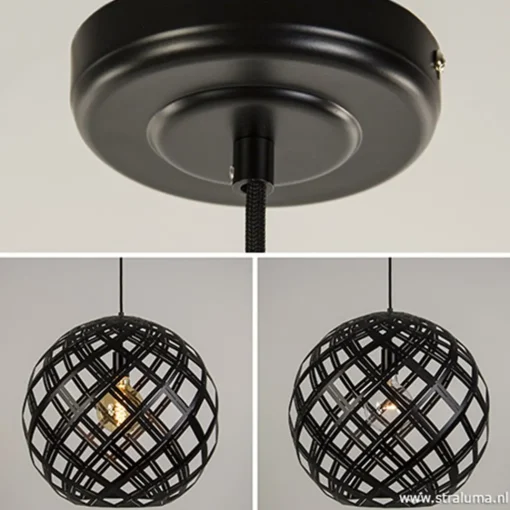 Straluma Hanglamp Emma bol zwart 50cm> Eettafellampen|Woonkamerlampen