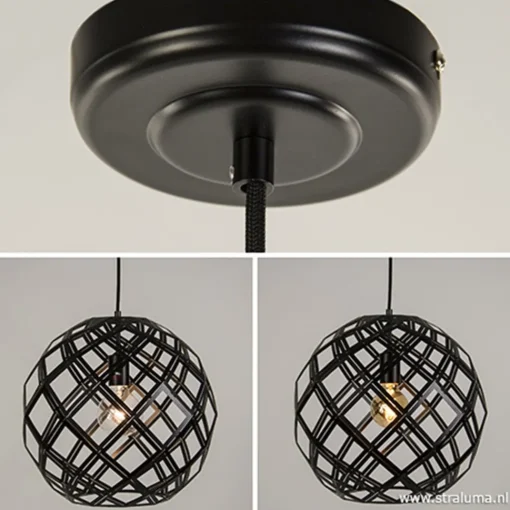 Straluma Hanglamp Emma bol zwart 40cm> Eettafellampen|Woonkamerlampen