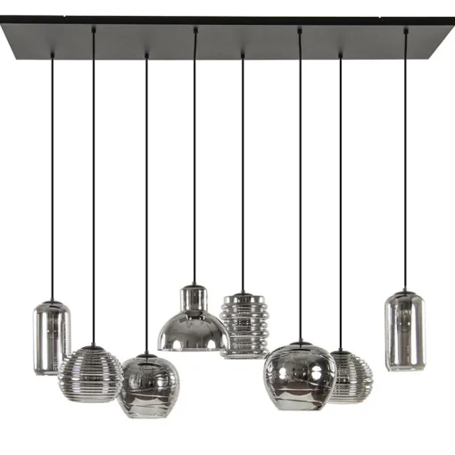 Straluma Hanglamp Fantasy 8L zwart + smoke glas mix> Eettafellampen|Pendel Lampen