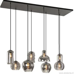 Straluma Hanglamp Fantasy 8L zwart + smoke glas mix> Eettafellampen|Pendel Lampen