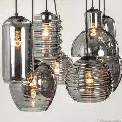 Straluma Hanglamp Fantasy 8L zwart + smoke glas mix></noscript> Eettafellampen|Pendel Lampen