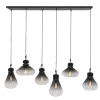 Straluma Hanglamp Flere 6L zwart smoke/clear glas> Eettafellampen|Pendel Lampen