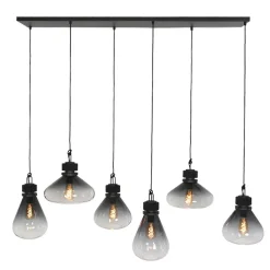Straluma Hanglamp Flere 6L zwart smoke/clear glas> Eettafellampen|Pendel Lampen