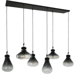 Straluma Hanglamp Flere 6L zwart smoke/clear glas> Eettafellampen|Pendel Lampen