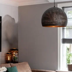 Straluma Hanglamp geperforeerd staal brons-bruin></noscript> Eettafellampen|Woonkamerlampen