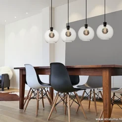 Straluma Hanglamp glazen bol 4-l modern clear></noscript> Eettafellampen|Pendel Lampen