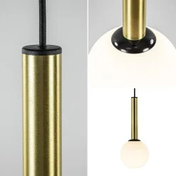 Straluma Hanglamp Globe 3L rond zwart/goud/wit></noscript> Eettafellampen|Keukenverlichting