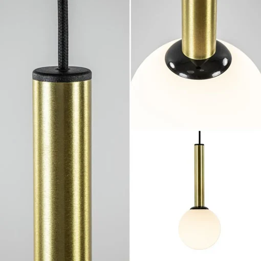 Straluma Hanglamp Globe 3L rond zwart/goud/wit> Eettafellampen|Keukenverlichting
