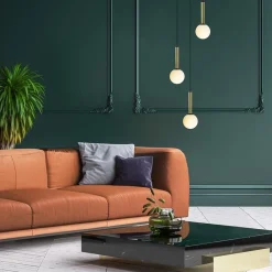 Straluma Hanglamp Globe 3L rond zwart/goud/wit></noscript> Eettafellampen|Keukenverlichting