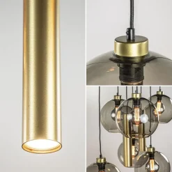 Straluma Hanglamp Globe 8L 6x glas/2xbuis goud></noscript> Eettafellampen|Pendel Lampen