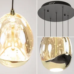 Straluma Hanglamp Golden Egg 5L rond zwart/goud></noscript> Hanglampen|Eettafellampen