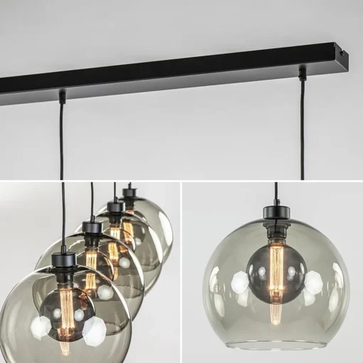 Straluma Hanglamp 4L balk zwart + smoke glas 30cm> Eettafellampen|Keukenverlichting