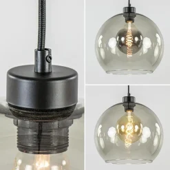 Straluma Hanglamp 4L balk zwart + smoke glas 30cm></noscript> Eettafellampen|Keukenverlichting