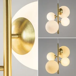 Straluma Hanglamp 4L brass met opaal bolglas></noscript> Keukenverlichting|Hanglampen