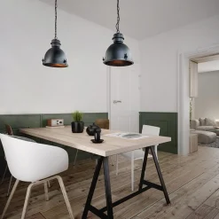 Straluma Hanglamp 2L industrieel zwart/grill></noscript> Eettafellampen|Keukenverlichting