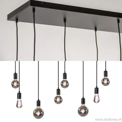 Straluma Hanglamp 8L plaat 110cm zwart ex.e27 lb></noscript> Eettafellampen|Pendel Lampen