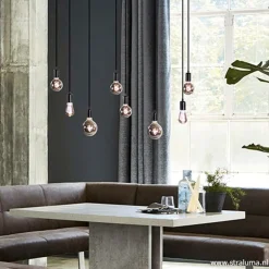 Straluma Hanglamp 8L plaat 110cm zwart ex.e27 lb></noscript> Eettafellampen|Pendel Lampen
