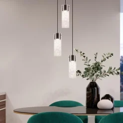 Straluma Hanglamp 3L rond zwart met cilinder glas></noscript> Eettafellampen|Pendel Lampen