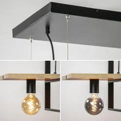 Straluma Hanglamp 6L zwart met houten planken></noscript> Eettafellampen|Keukenverlichting