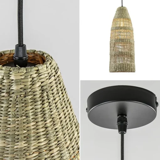 Straluma Hanglamp Latika smal zeegras naturel met zwart> Light and Living|Woonkamerlampen