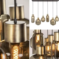Straluma Hanglamp Lett 6L zwart/brons+glas smoke></noscript> Eettafellampen|Pendel Lampen