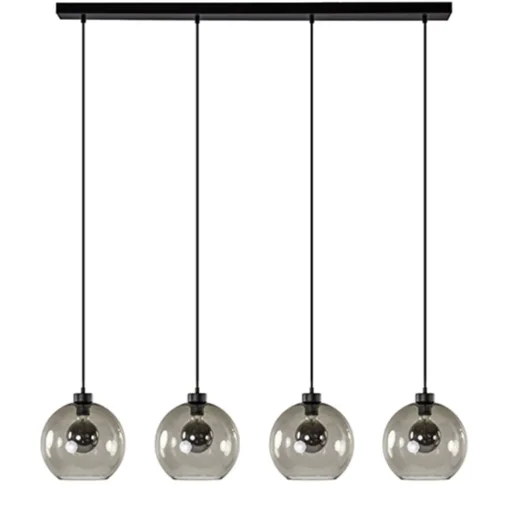 Straluma Hanglamp 4-lichts balk zwart + smoke glas 25cm> Eettafellampen|Pendel Lampen