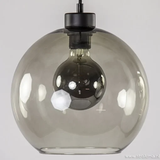 Straluma Hanglamp 4-lichts balk zwart + smoke glas 25cm> Eettafellampen|Pendel Lampen