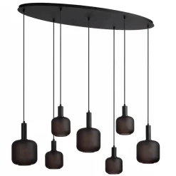 Straluma Hanglamp 7-lichts ovaal met mat zwart glas> Eettafellampen|Pendel Lampen