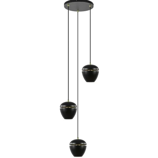 Straluma Hanglamp 3-lichts rond zwart/goud> Eettafellampen|Eetkamerverlichting