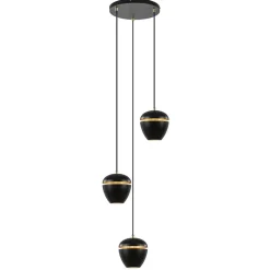 Straluma Hanglamp 3-lichts rond zwart/goud> Eettafellampen|Eetkamerverlichting
