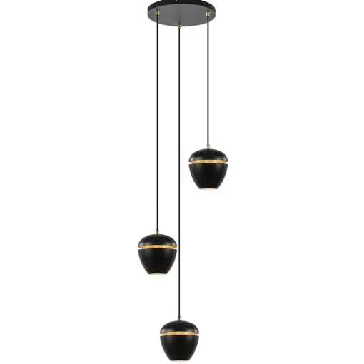 Straluma Hanglamp 3-lichts rond zwart/goud> Eettafellampen|Eetkamerverlichting