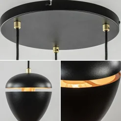 Straluma Hanglamp 3-lichts rond zwart/goud></noscript> Eettafellampen|Eetkamerverlichting