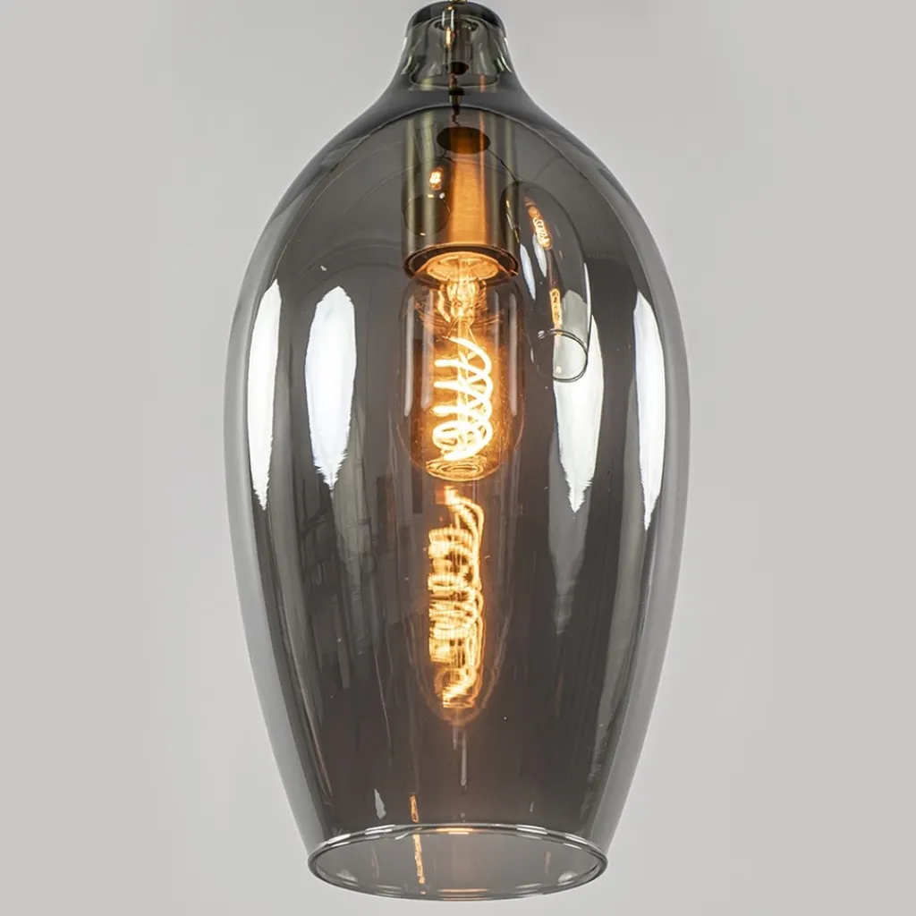 Straluma Hanglamp Lukaro 3-L antiek brons + smoke glas> Hanglampen|Eettafellampen
