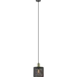 Straluma Hanglamp mat zwarte kap cilinder met goud> Keukenverlichting|Eetkamerverlichting
