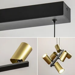 Straluma Hanglamp met spots 6-lichts zwart/goud></noscript> Eettafellampen|Kantoorverlichting