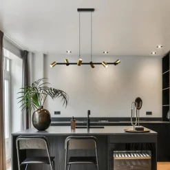 Straluma Hanglamp met spots 6-lichts zwart/goud></noscript> Eettafellampen|Kantoorverlichting