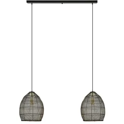 Straluma Hanglamp Meya 2-lichts zwart/goud met balk> Eettafellampen|Draadlampen