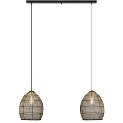 Straluma Hanglamp Meya 2-lichts zwart/goud met balk> Eettafellampen|Draadlampen