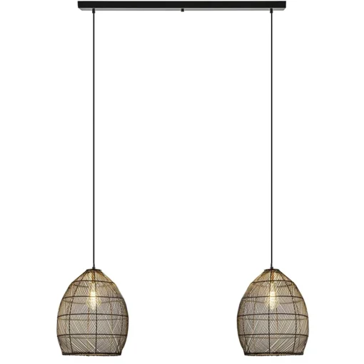 Straluma Hanglamp Meya 2-lichts zwart/goud met balk> Eettafellampen|Draadlampen