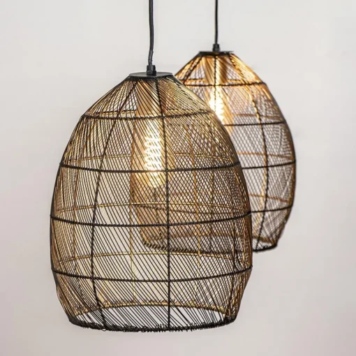 Straluma Hanglamp Meya 2-lichts zwart/goud met balk> Eettafellampen|Draadlampen