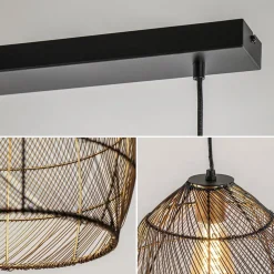Straluma Hanglamp Meya 2-lichts zwart/goud met balk></noscript> Eettafellampen|Draadlampen