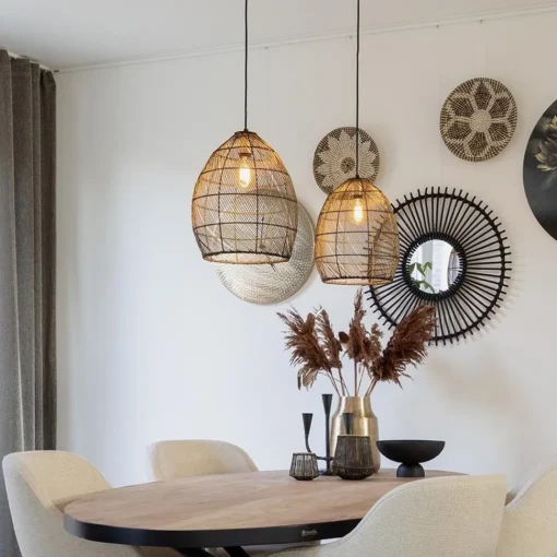 Straluma Hanglamp Meya 2-lichts zwart/goud met balk> Eettafellampen|Draadlampen