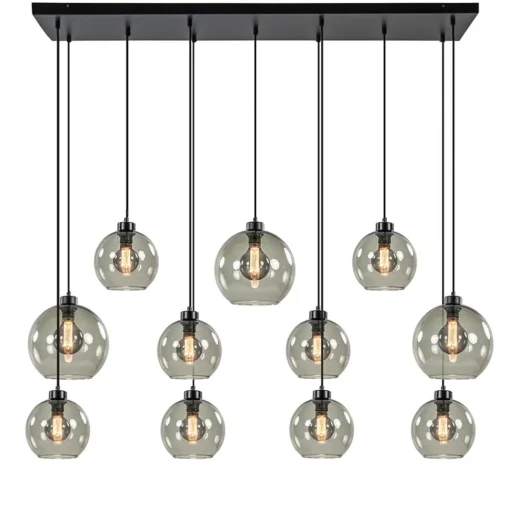Straluma Hanglamp multipendel 11-L zwart smoke glas 20+25cm> Eettafellampen|Pendel Lampen