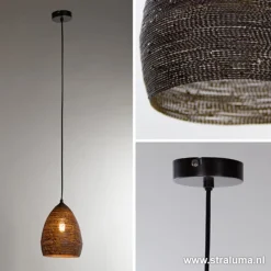 Straluma Hanglamp Nayla zwart/matgoud></noscript> Slaapkamerlampen|Halverlichting