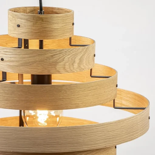 Straluma Hanglamp Oaknut hout 7 ringen> Eettafellampen|Eetkamerverlichting