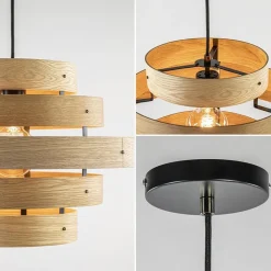 Straluma Hanglamp Oaknut hout 5 ringen></noscript> Eettafellampen|Eetkamerverlichting