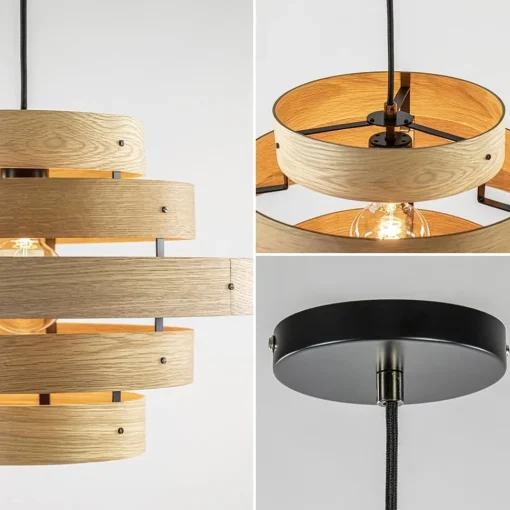 Straluma Hanglamp Oaknut hout 5 ringen> Eettafellampen|Eetkamerverlichting