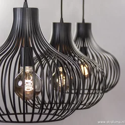 Straluma Hanglamp Onion 3L draad zwart></noscript> Eettafellampen|Draadlampen