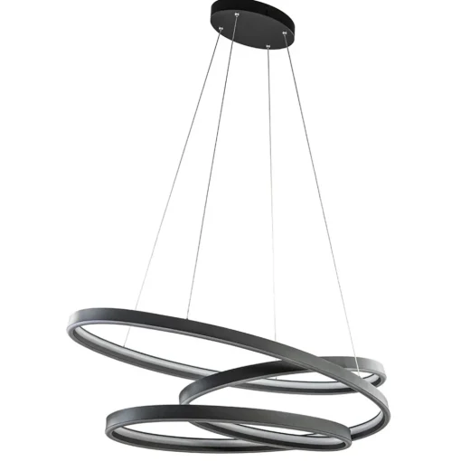 Straluma Hanglamp ovale ringen mat zwart> Hanglampen|Eettafellampen