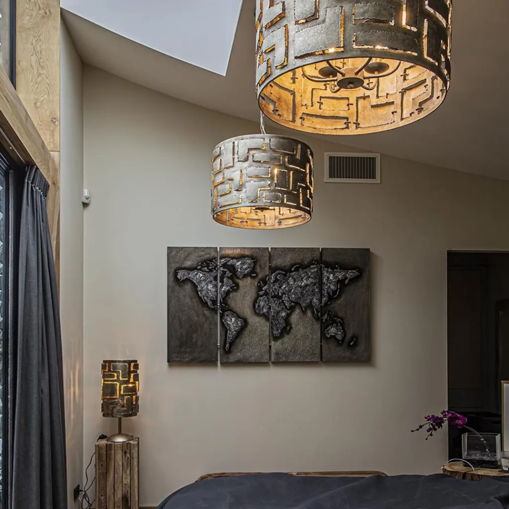 Straluma Hanglamp Pablo cil 55cm ambacht.zilver> Eettafellampen|Woonkamerlampen